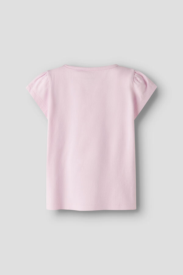 Name it T-shirt manga curta Stitch menina rosa