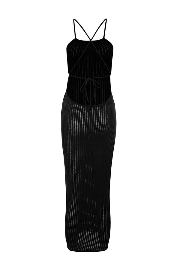 Trendyol Vestido maxi cuello halter negro