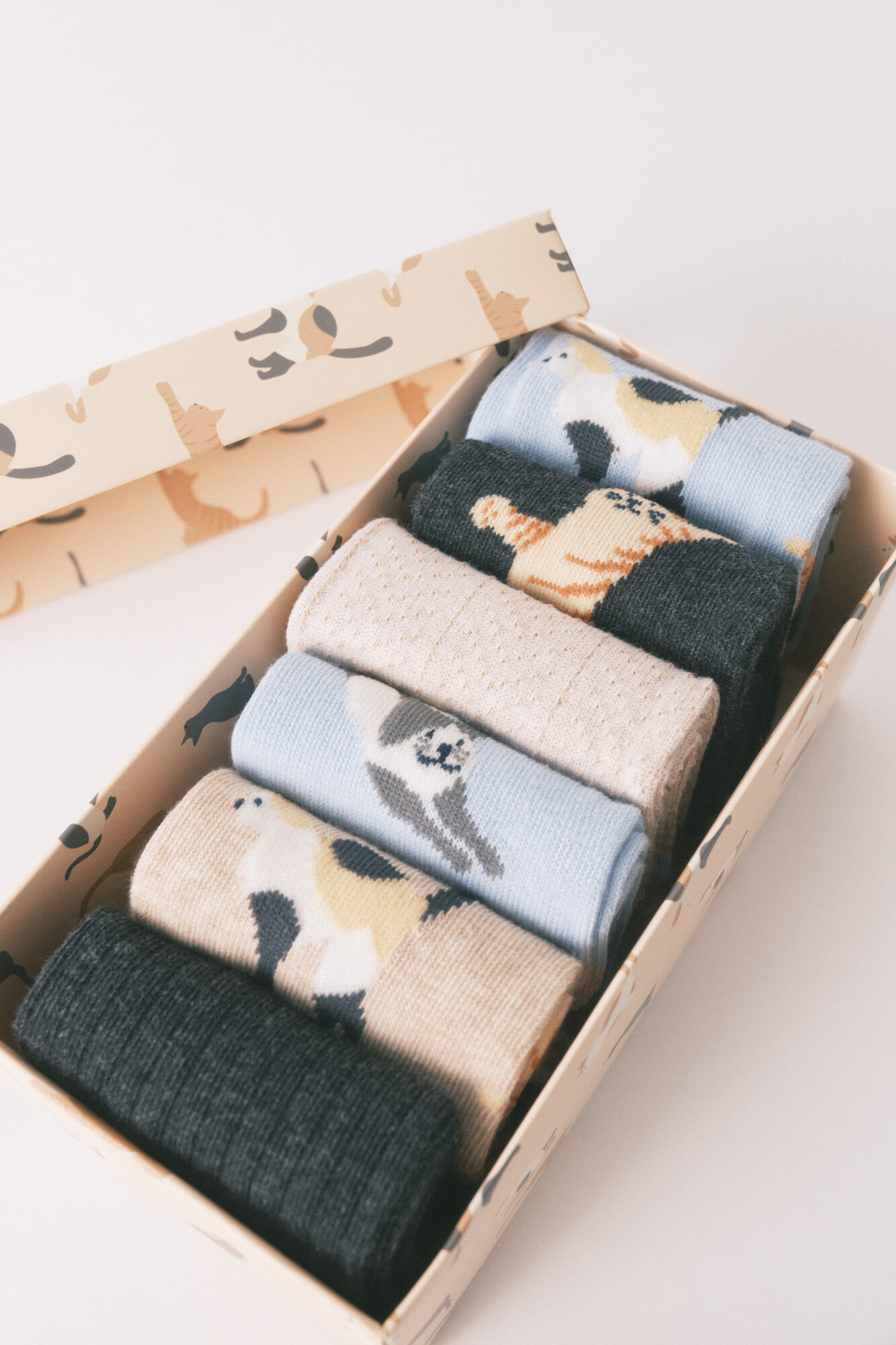 Women'secret Pacote de 6 meias longas de algod&atilde;o com gatos  