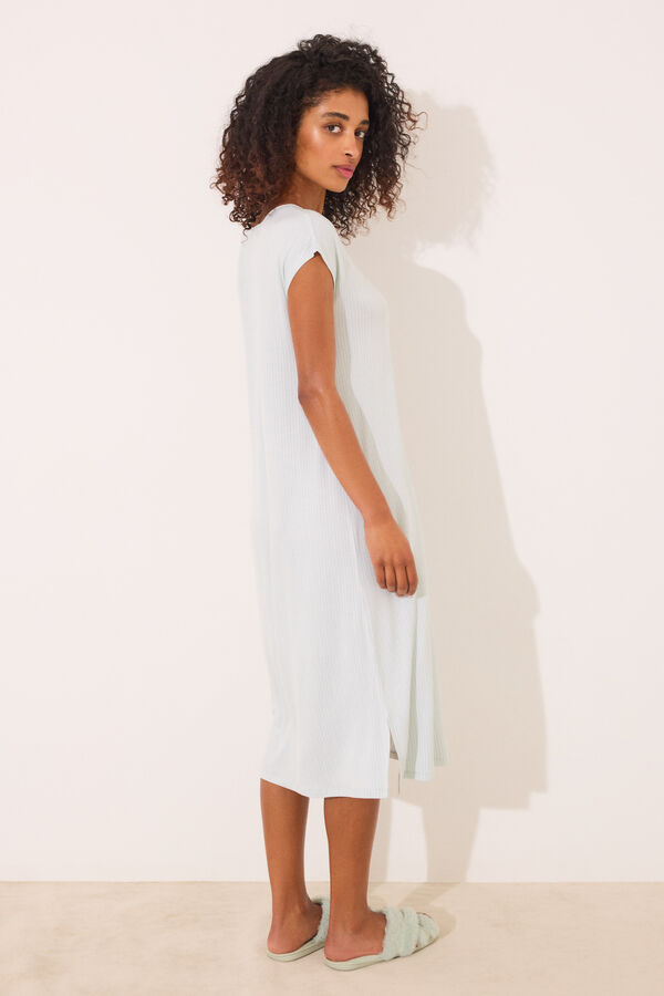 Women'secret Camisa de dormir midi de viscose verde riscas verde