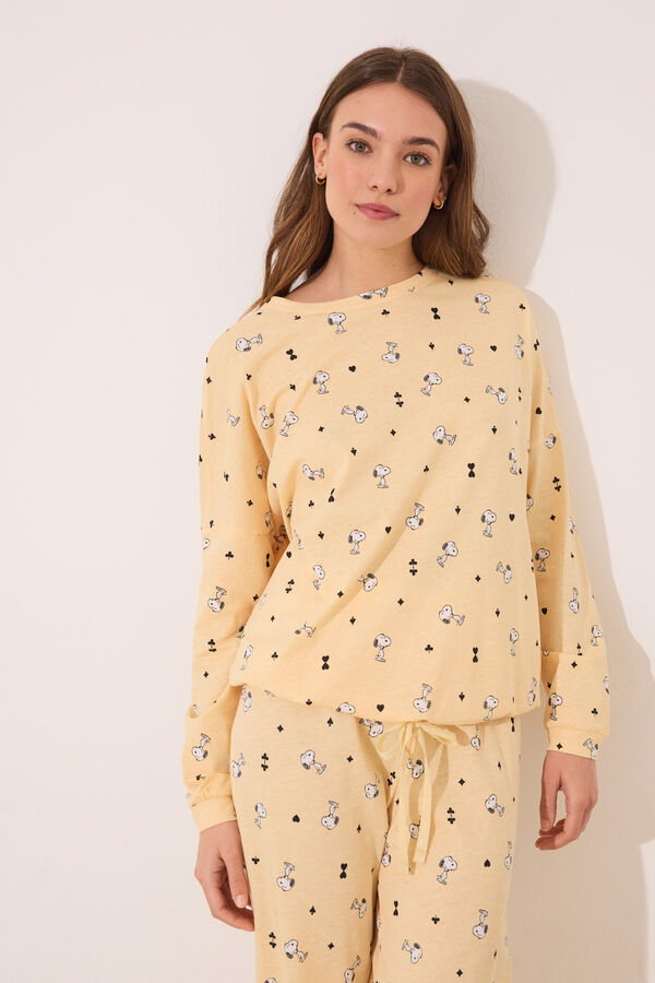 Women'secret Pijama largo 100% algod&oacute;n Snoopy amarillo amarillo