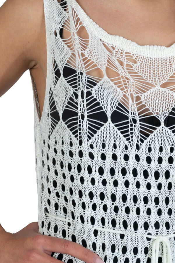 Kbas Vestido crochet poliester blanco