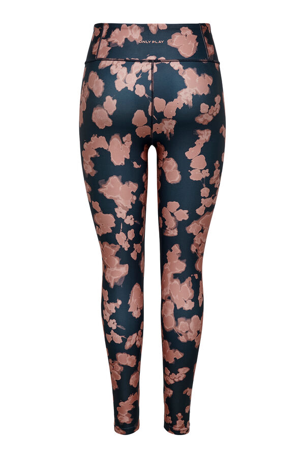 Only Play Leggings de cintura alta, color azul grafito y acabado lavado rosa palo gris