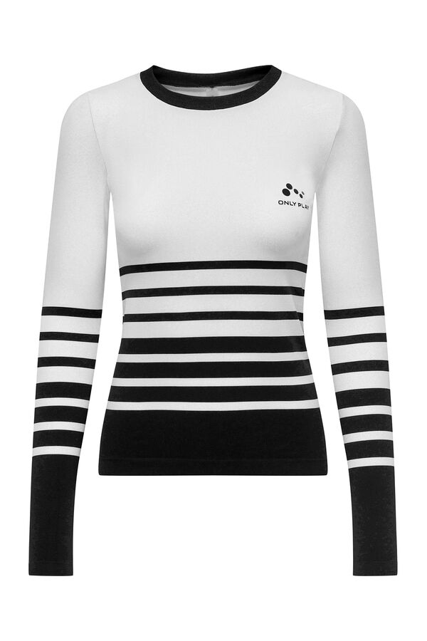 Only Play Camiseta manga manga comprida listrada sem costura branco
