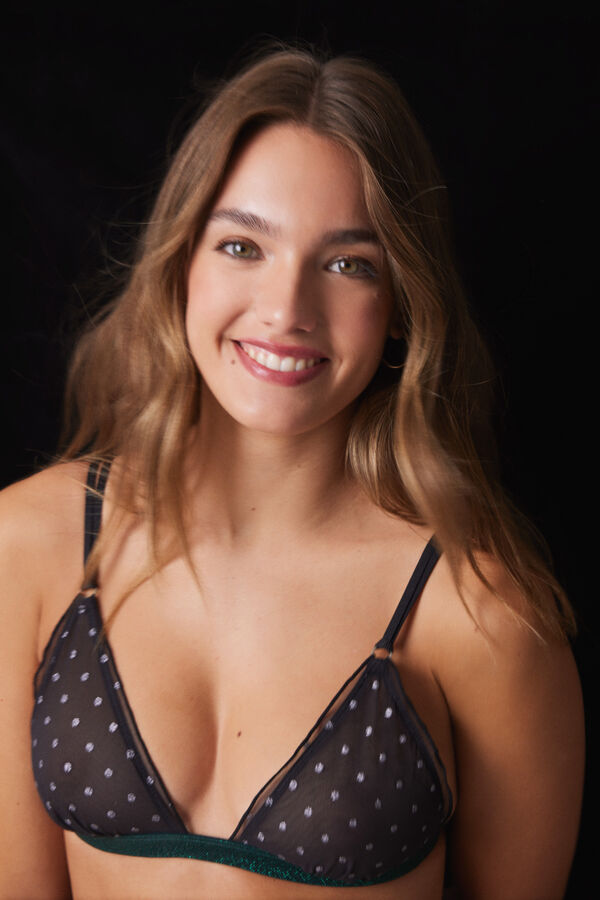 Women'secret Suti&atilde; triangular NATURAL com detalhes em glitter preto