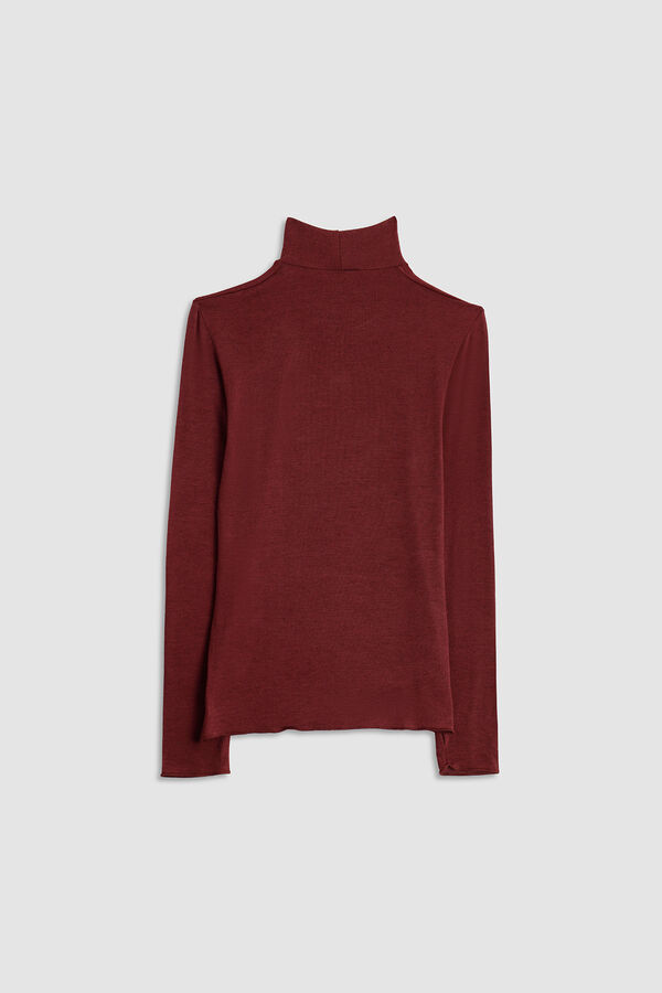 Cotonella Camiseta de cachemira burdeos de manga larga con cuello alto&nbsp;&nbsp; burdeos