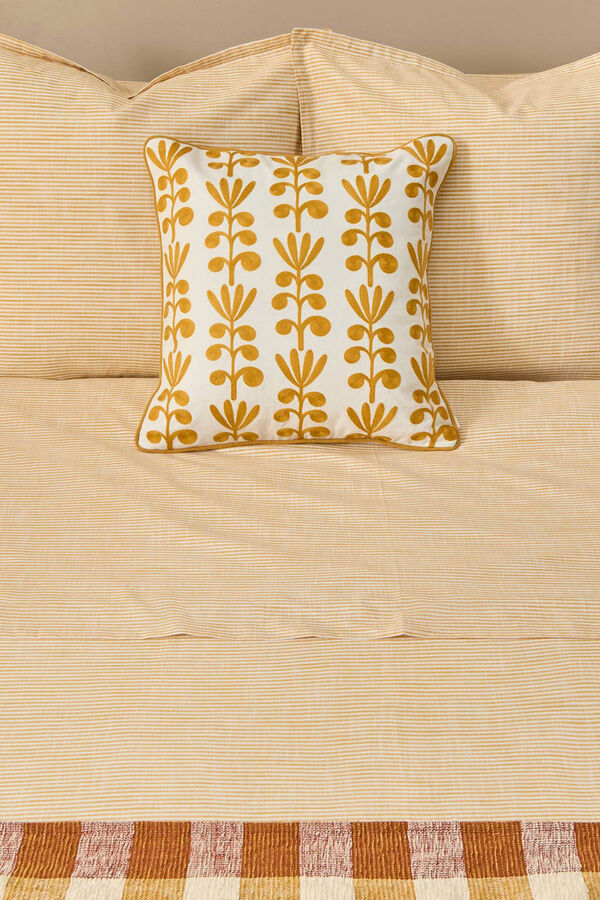 Textura S&aacute;bana algod&oacute;n rayas efecto lino amarillo