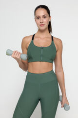 Only Play Sujetador deportivo cremallera delantera verde