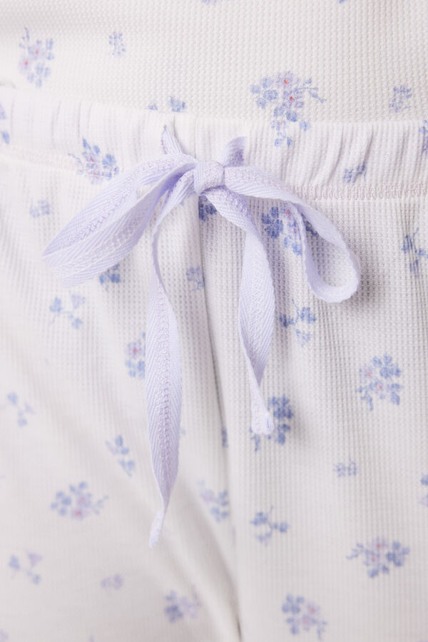 Women'secret Pijama largo waffle flores Miffy blanco
