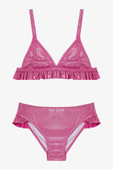 Penti Conjunto de bikini rosa brillo volante rosa
