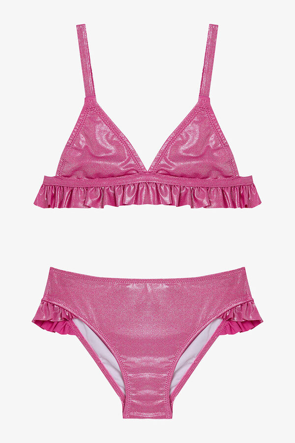 Penti Conjunto de bikini rosa brillo volante rosa