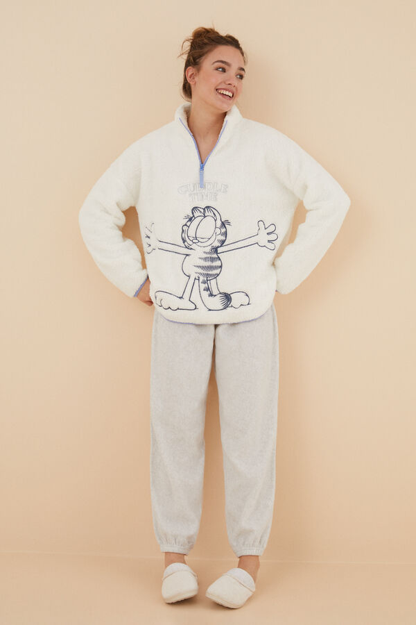Women'secret Pijama polar Garfield blanco marfil