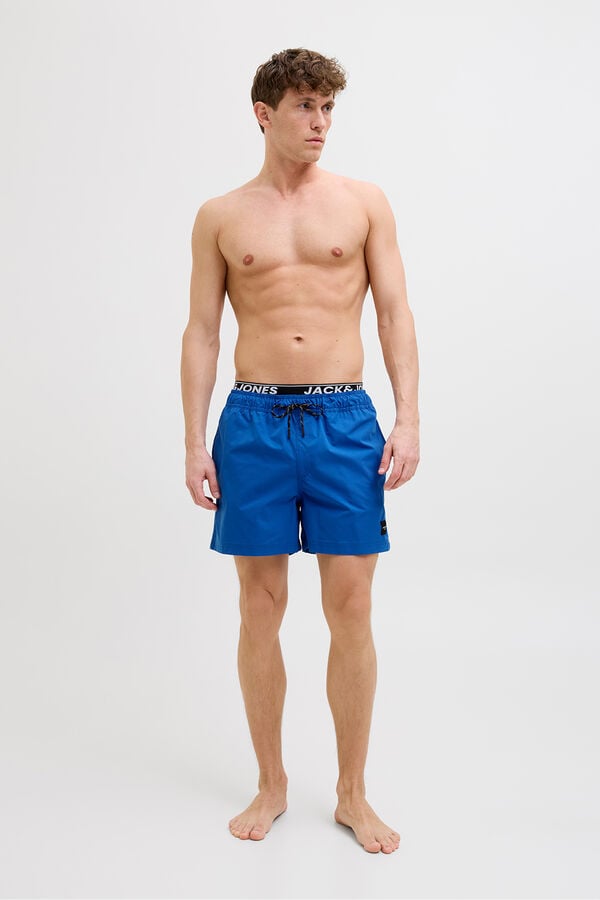 Jack & Jones Mai&ocirc; liso com c&oacute;s com logo  azul