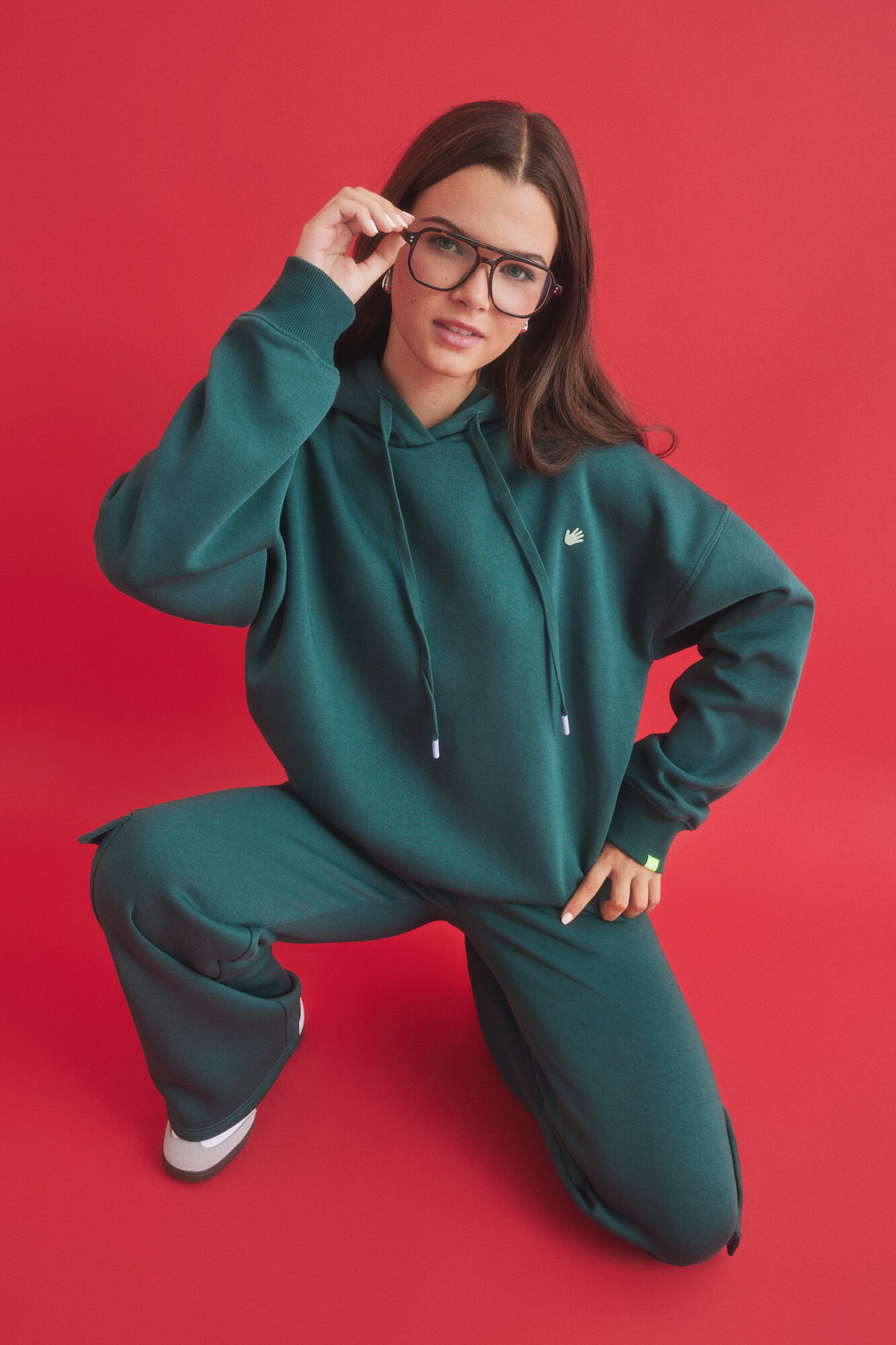 HI&BYE Sweatshirt capuz felpa verde logo