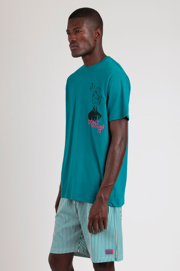 Admas Pijama curto masculino da Disney Overthink It azul