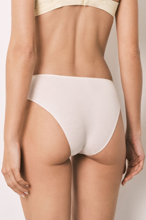 Women'secret Pack 3 bragas cl&aacute;sicas algod&oacute;n lisas encaje blanco