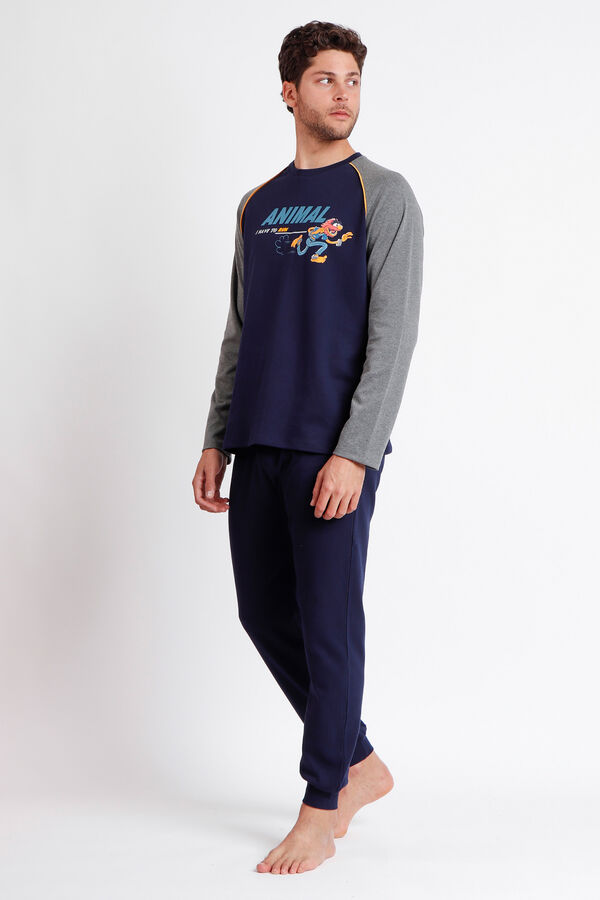 Admas Pijama hombre Animal I have to run azul