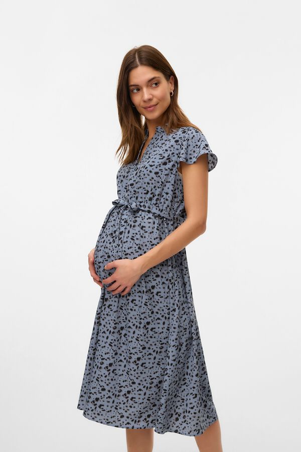 Mamalicious Vestido midi maternity y lactancia azul