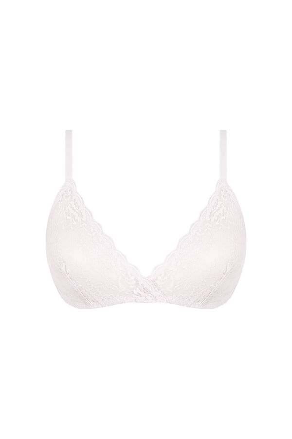 Women'secret Sujetador triangular NATURAL encaje blanco marfil