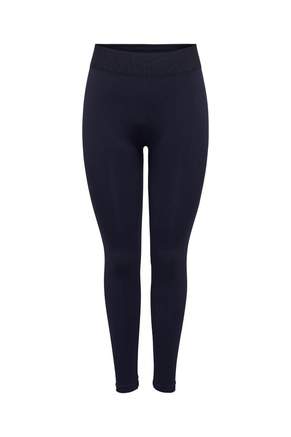 Only Play Legging esportiva, azul marinho com detalhe met&aacute;lico na cintura. azul