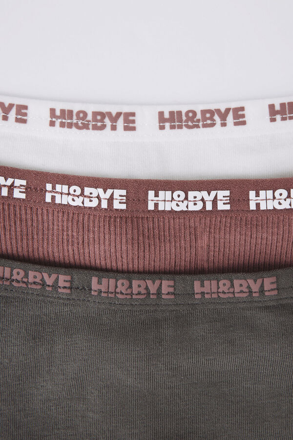 HI&BYE Pack 3 tangas algod&oacute;n marfil, rosa y marr&oacute;n multicolor
