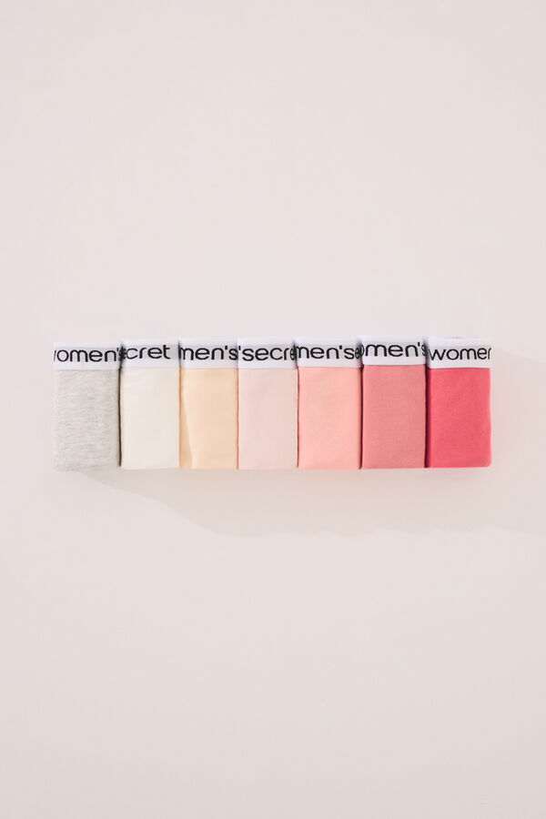 Women'secret Pack 7 bragas cl&aacute;sicas algod&oacute;n logo blanco