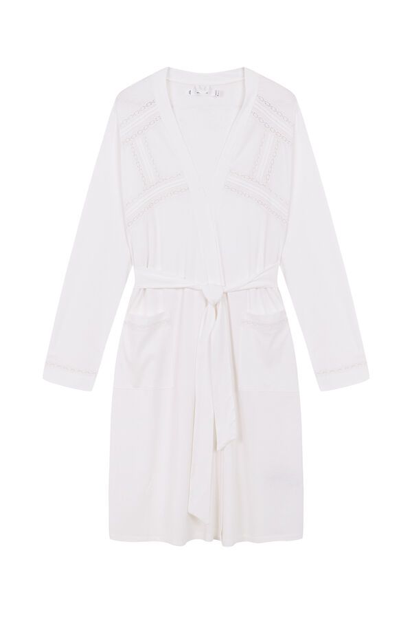 Women'secret Bata "maternity" blanco algod&oacute;n bordados marfil