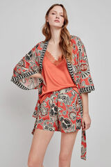 Gisela Quimono com estampado tribal branco