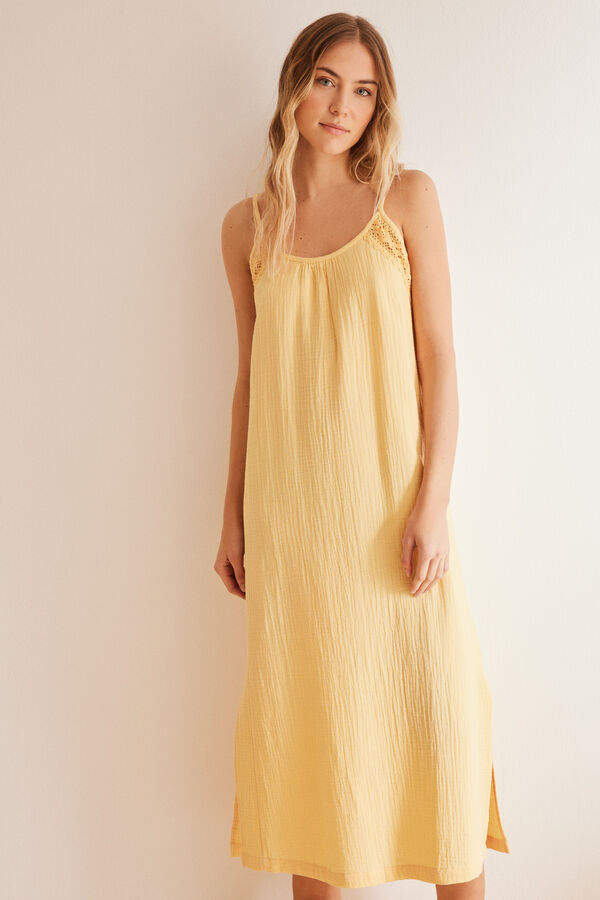 Women'secret Vestido muselina amarillo amarillo