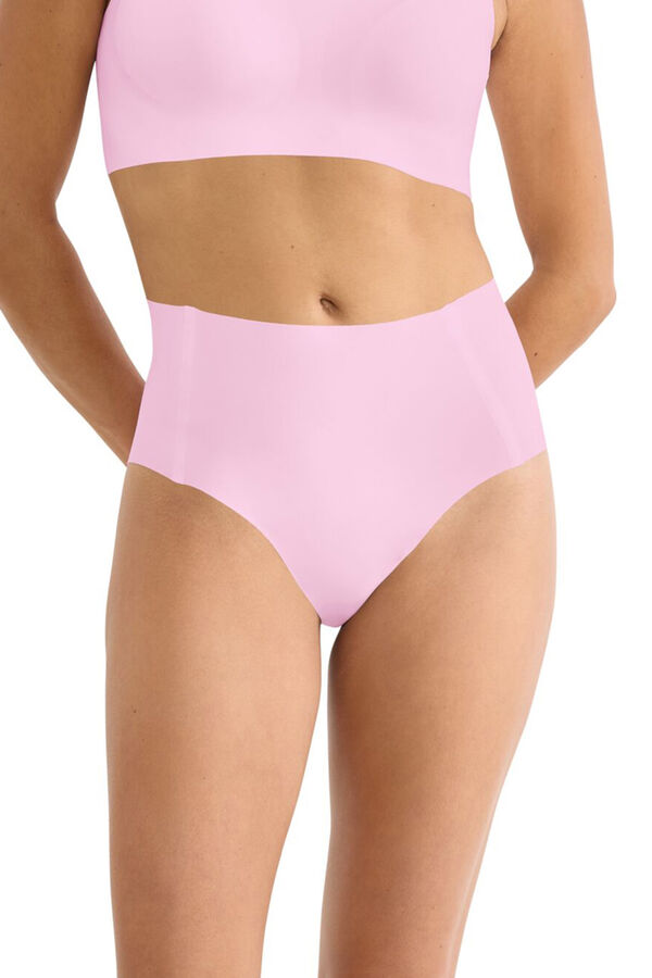 Sloggi Cueca cintura alta em microfibra sem costura rosa