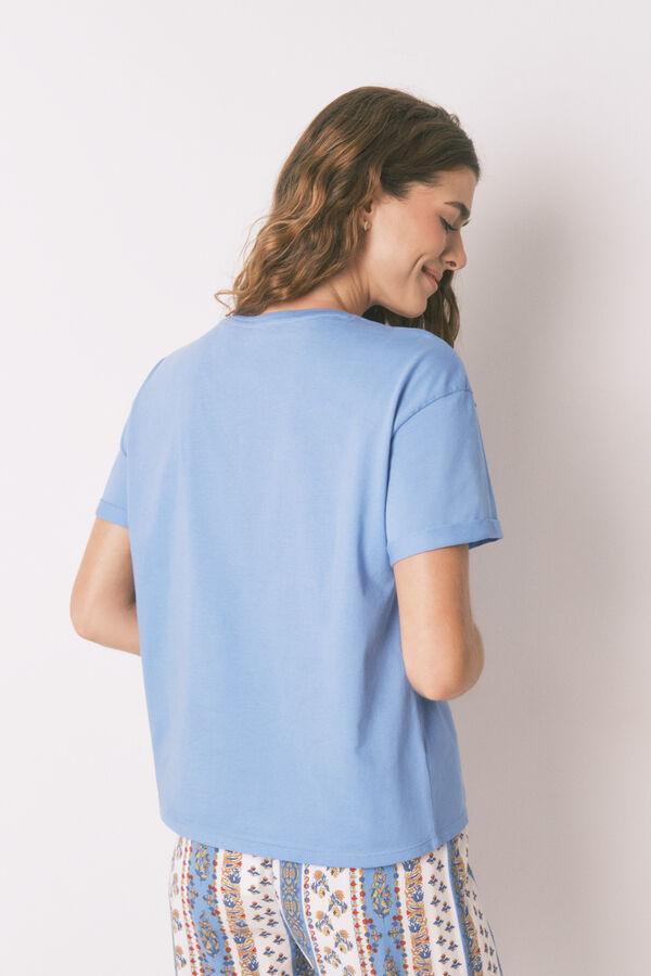 Women'secret Camiseta azul 100% algod&oacute;n azul