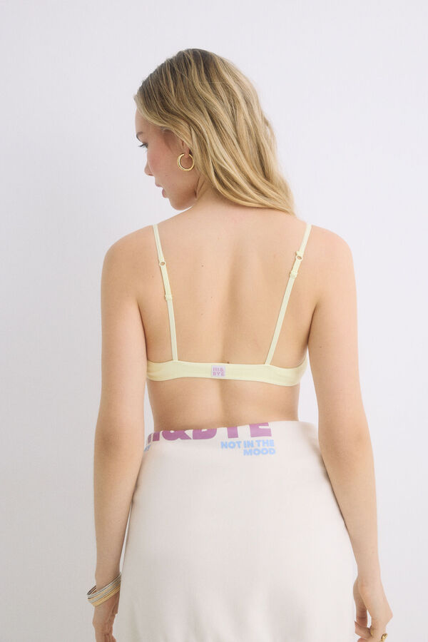 HI&BYE Suti&atilde; amarelo triangular sem costuras com copas remov&iacute;veis estampado