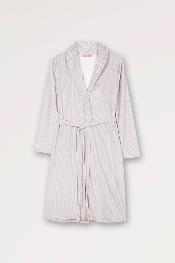 Womensecret Robe de velour estampado de riscas maternity cinzento