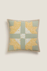 Textura Funda coj&iacute;n patchwork flores verde