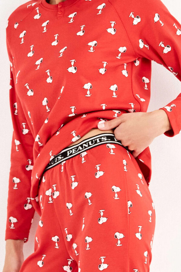 Gisela Conjunto pijama en punto interlock micro estampado Snoopy blanco