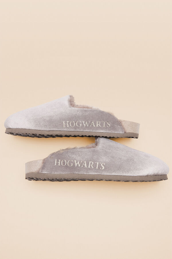 Women'secret Zapatillas casa Harry Potter zueco fieltro pelo gris