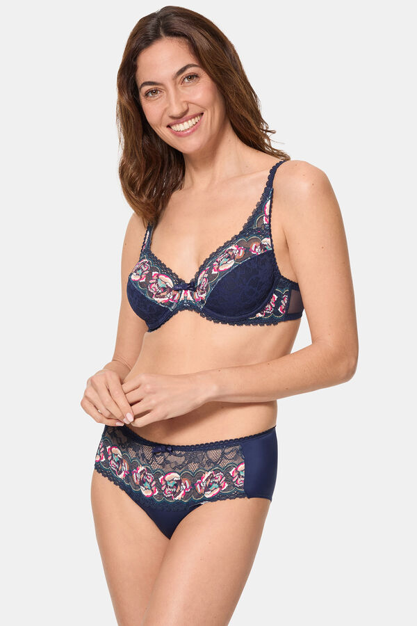 Playtex Soutien de renda floral azul