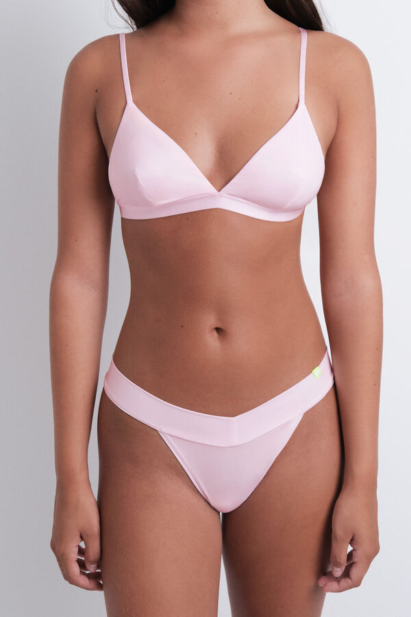 HI&BYE Braga tanga microfibra brillo rosa rosa