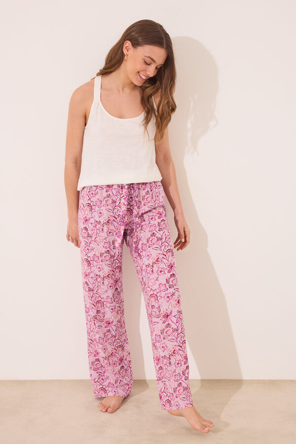 Women'secret Camiseta tirantes 100% algodón blanco marfil