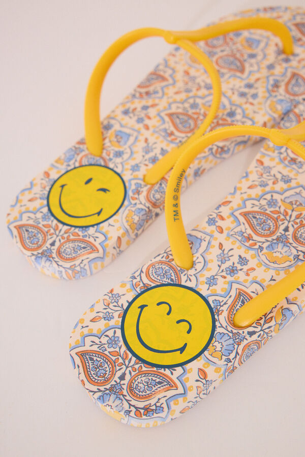 Women'secret Chanclas SmileyWorld&reg; tiras amarillas azul