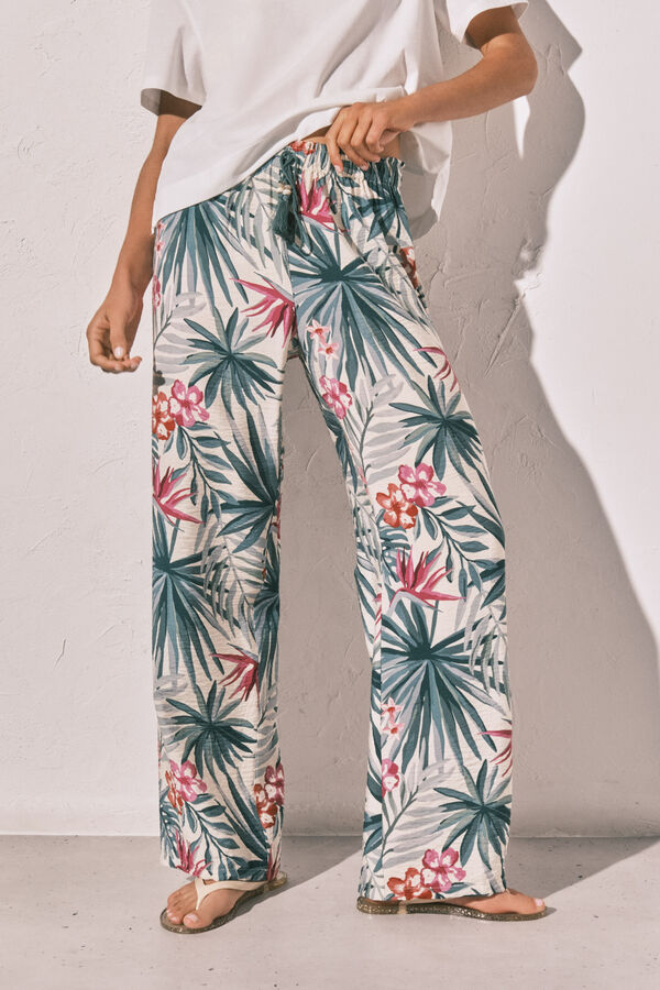 Women'secret Cal&ccedil;a comprida estampada verde verde