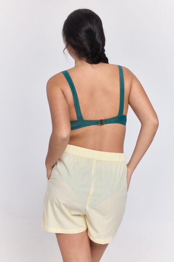 Pieces Top biqu&iacute;ni em nylon com glitter verde