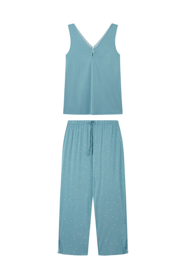Women'secret Pijama Capri flores azul azul