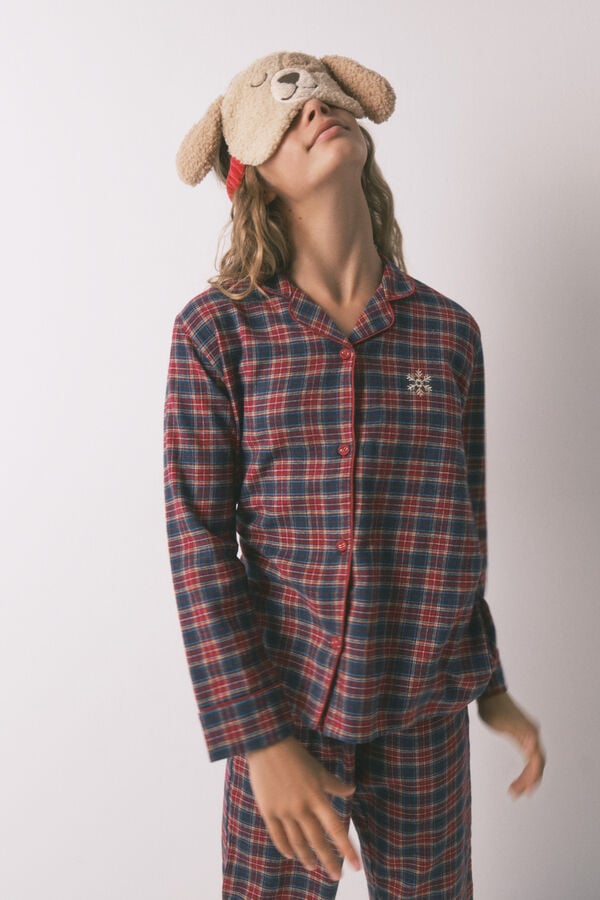 Women'secret Pijama infantil camisero cuadros 100% algod&oacute;n azul