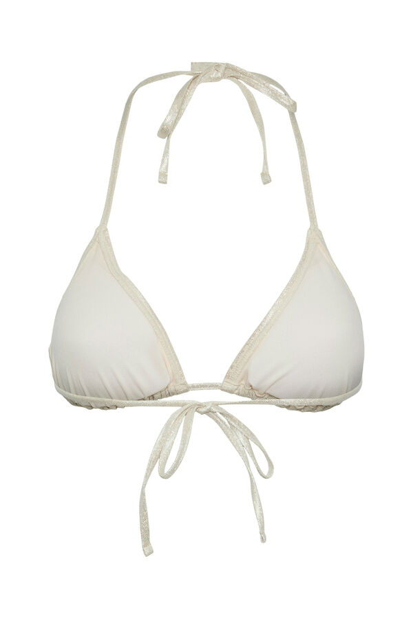 Pieces Top de bikini triangular metalizado blanco