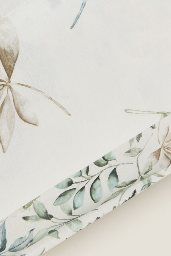Textura Funda almohada algod&oacute;n hojas en rama verde
