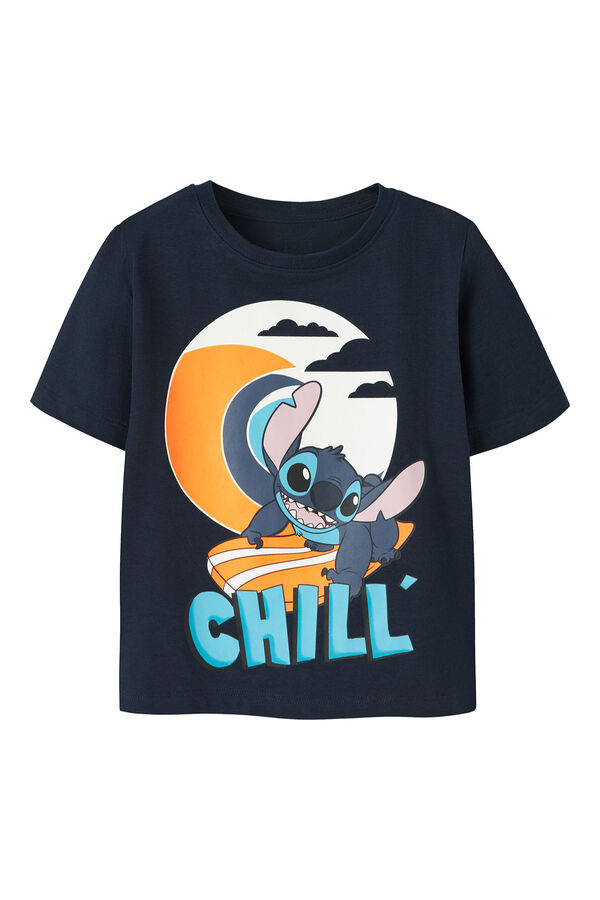 Name it T-shirt manga curta Stitch para menino azul