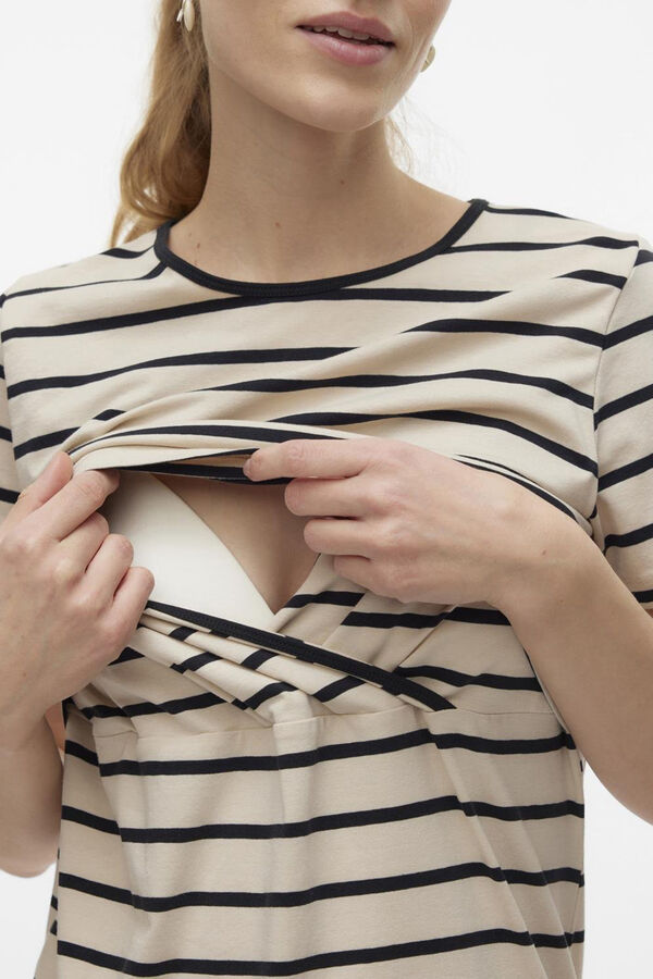 Mamalicious T-shirt de manga curta maternity e amamenta&ccedil;&atilde;o bege