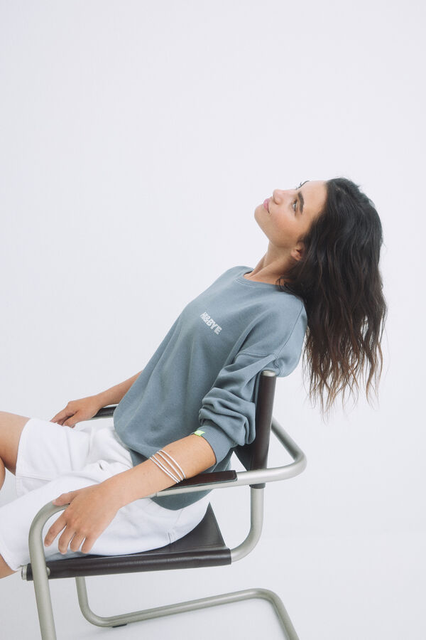 HI&BYE Sweatshirt com logo cinza cinzento