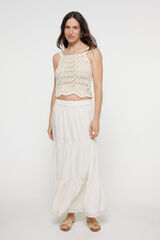 Pieces Top de tirantes com decote quadrado e tecido com estrutura em canalé. cinzento